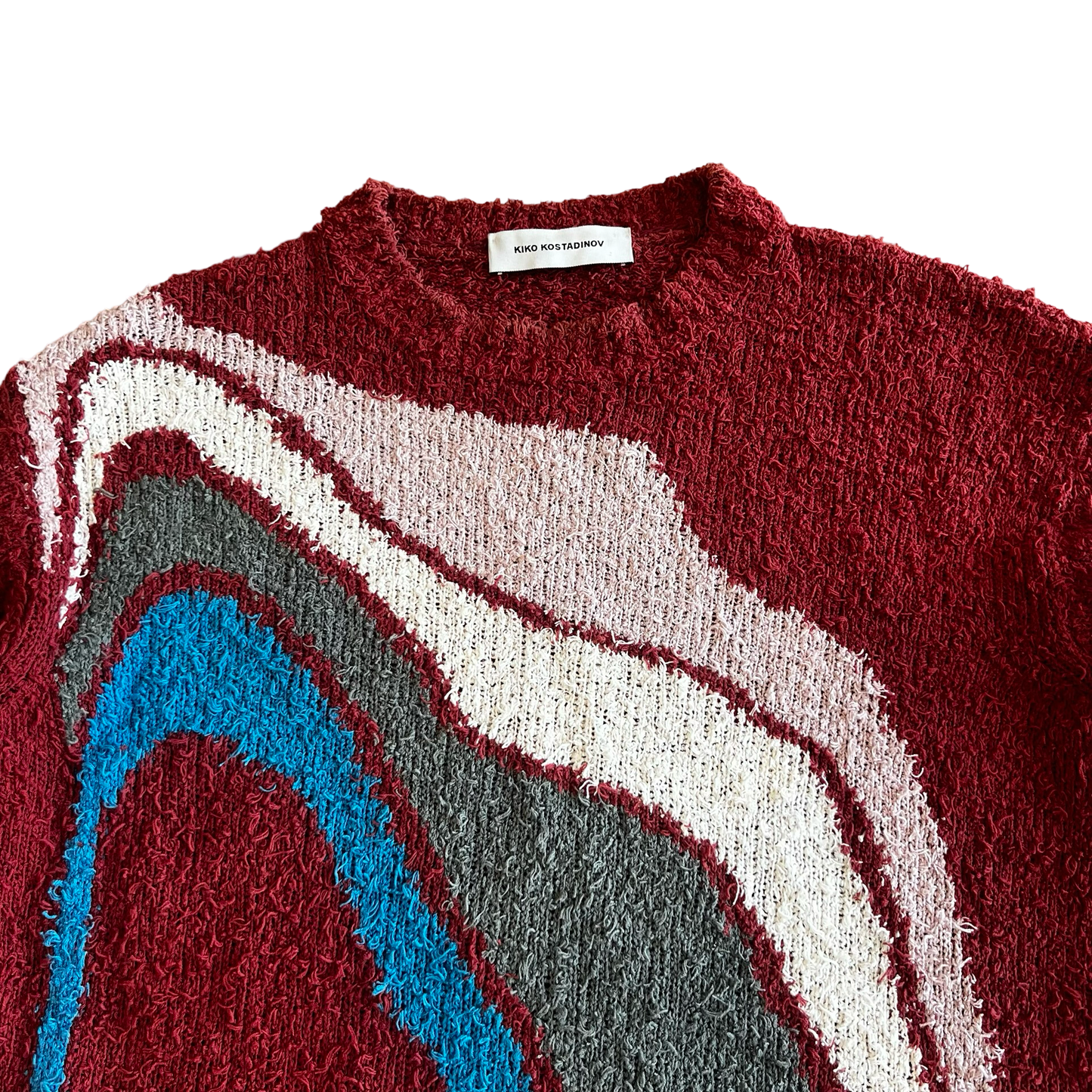 Kiko Kostadinov Red Intarsia Sweater Size Medium