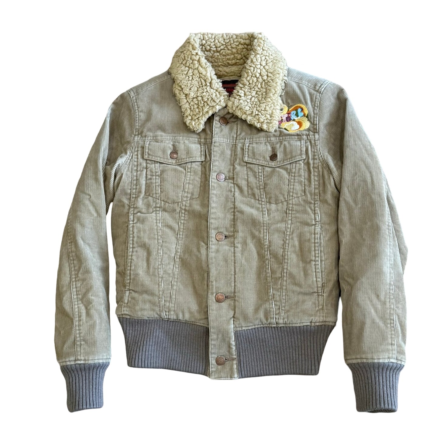 Hysteric Glamour Shearling/Corduror ‘UFO’ Embroidered Jacket Sz Small