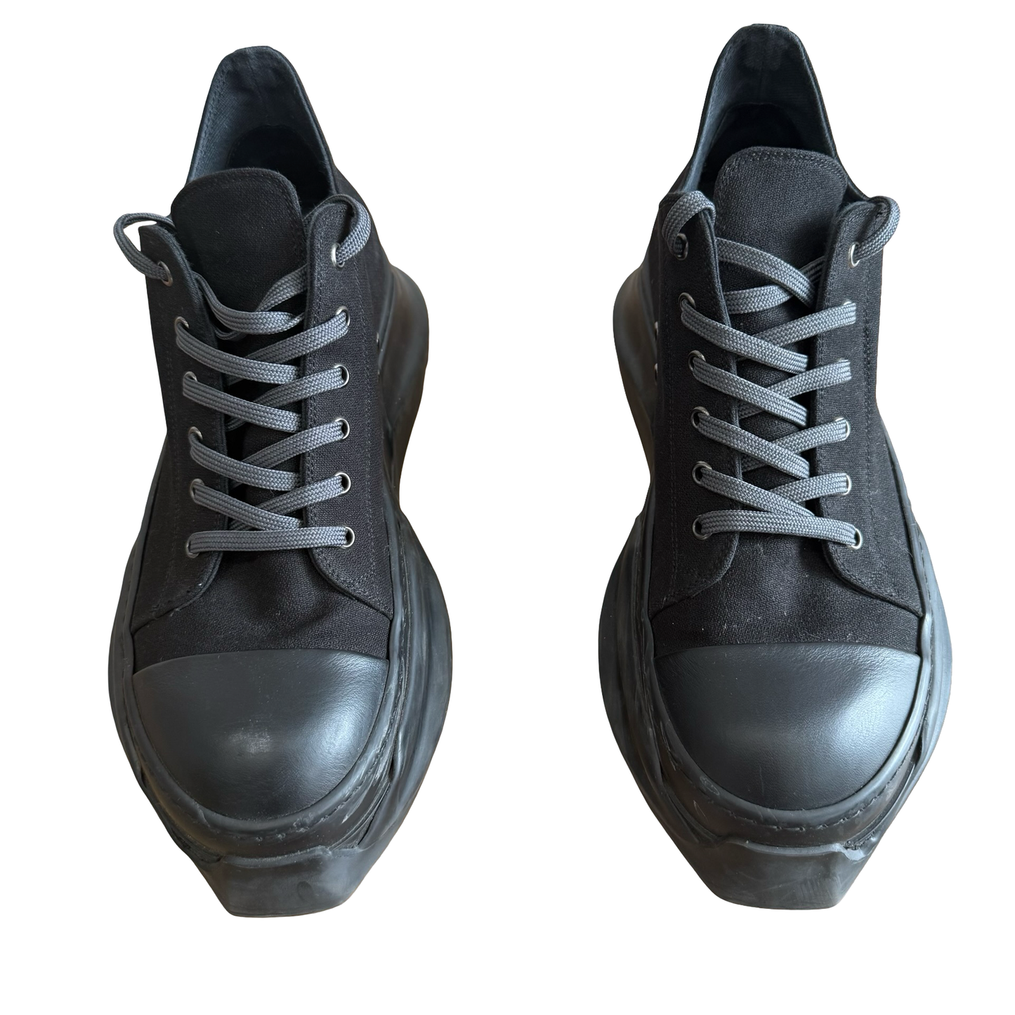 Rick Owens Triple Black Abstract Soles Sneakers SZ 43