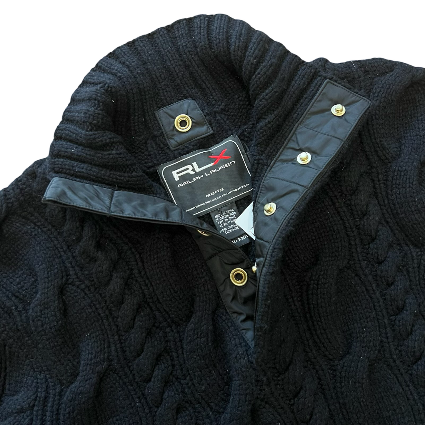 Vintage Polo RLX Cashmere Cable Hand Knit Sweater SZ L
