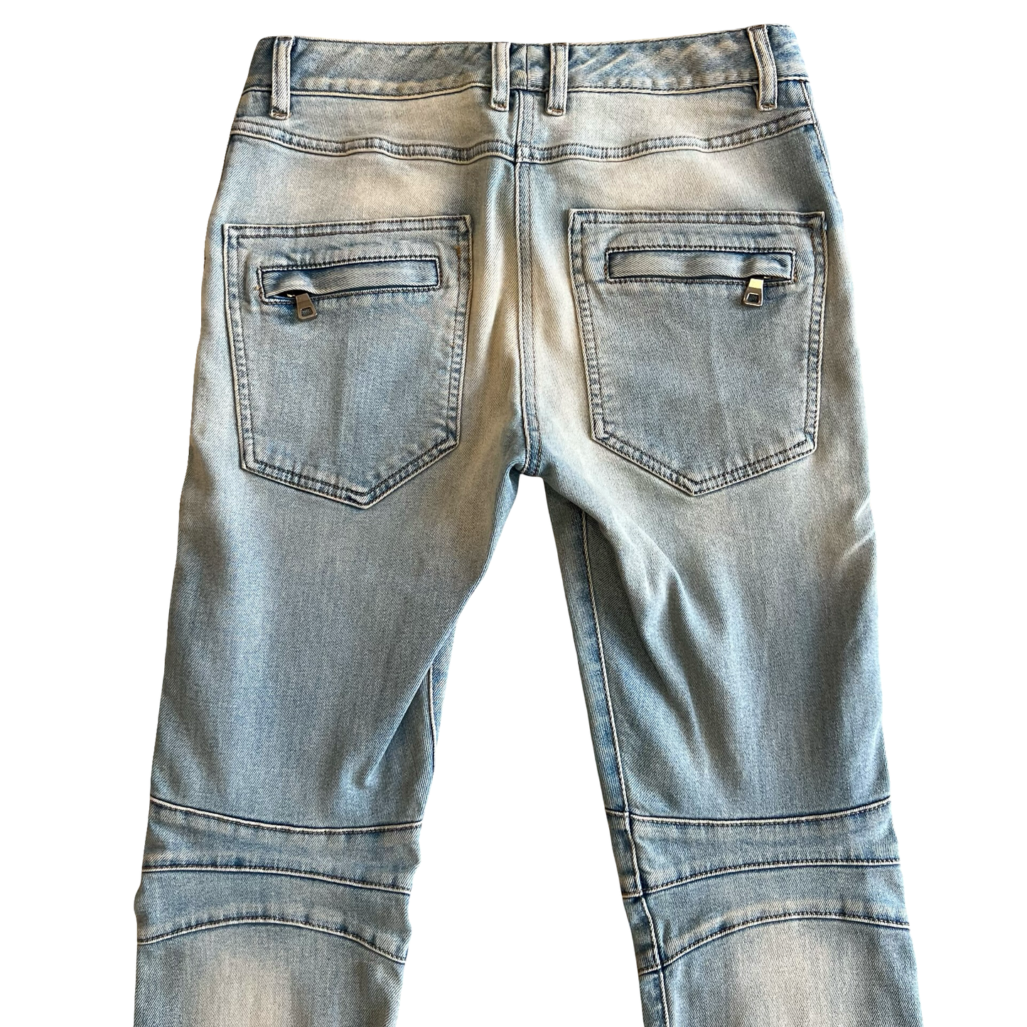Balmain Light Wash Biker Denim SZ 28