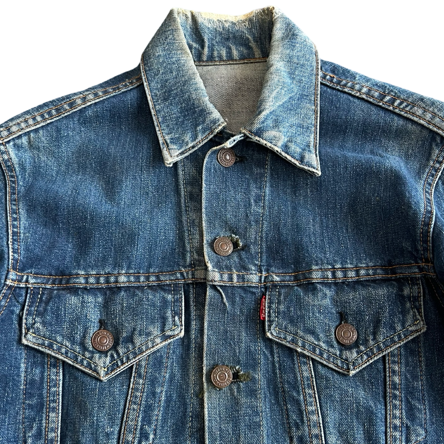 Vintage 60s Big E 70505-0217 Custom Levis Type 3 521 Denim Jacket SZ L