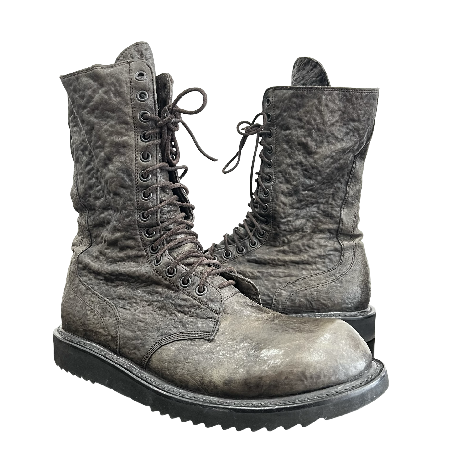 Rick Owens Shark Leather Combat Boots Sz 44 – Final Blow