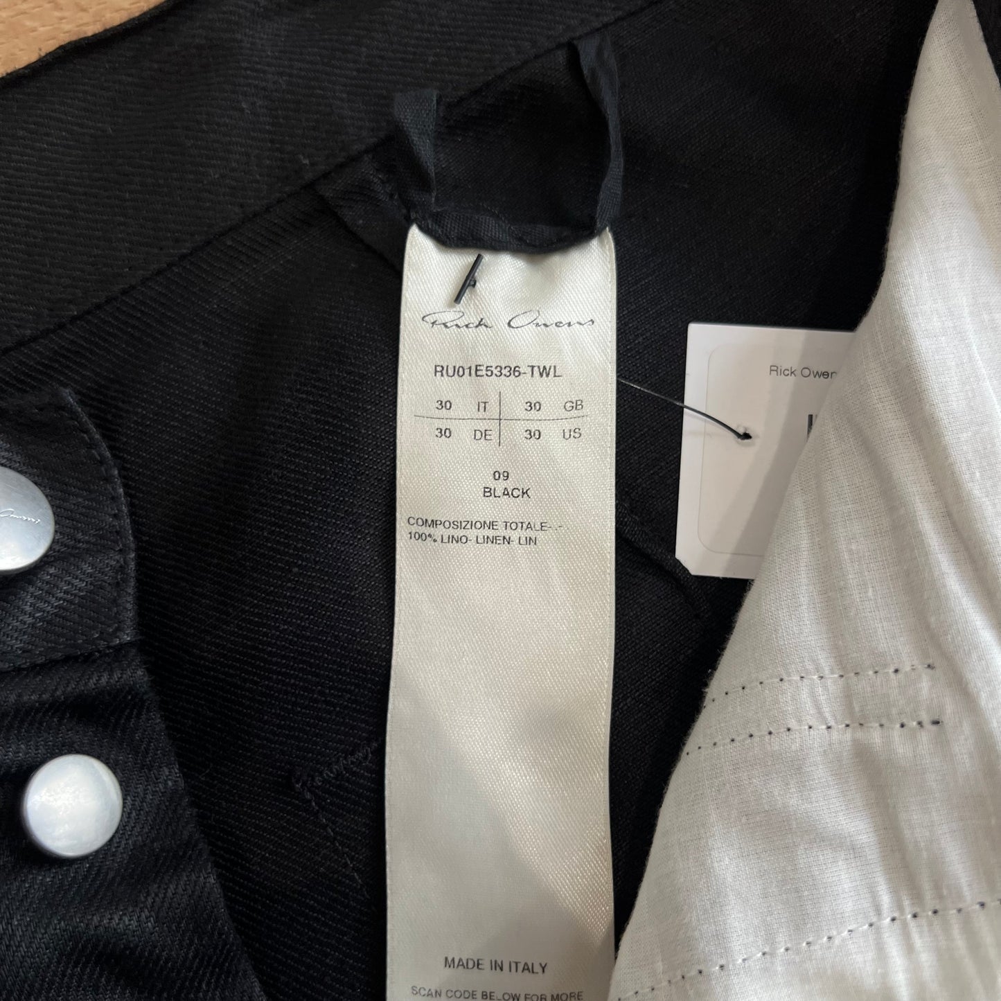 Rick Owens Bolan Flared Linen-Twill Cargo Trouser SZ 30