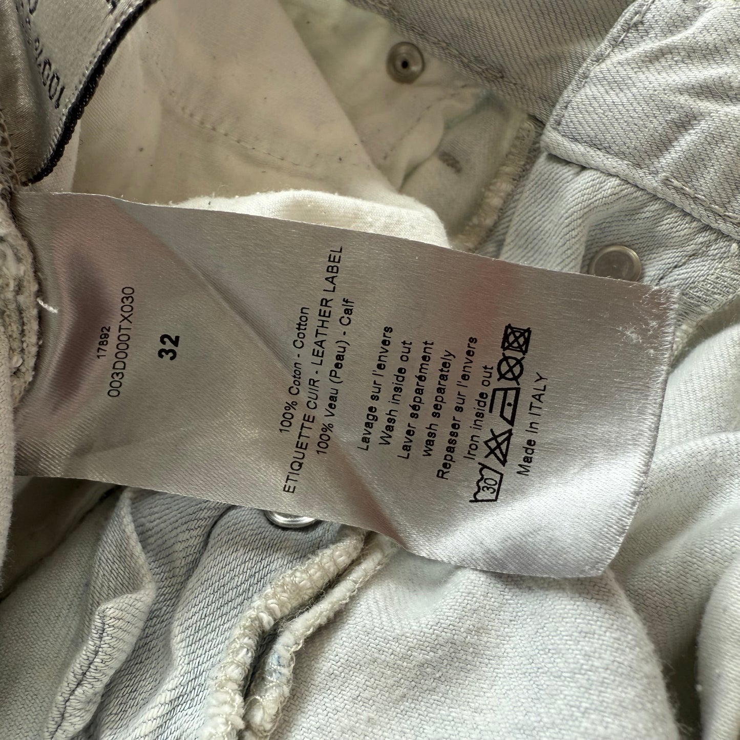 Dior Homme Light Grey Distressed Denim Sz 32