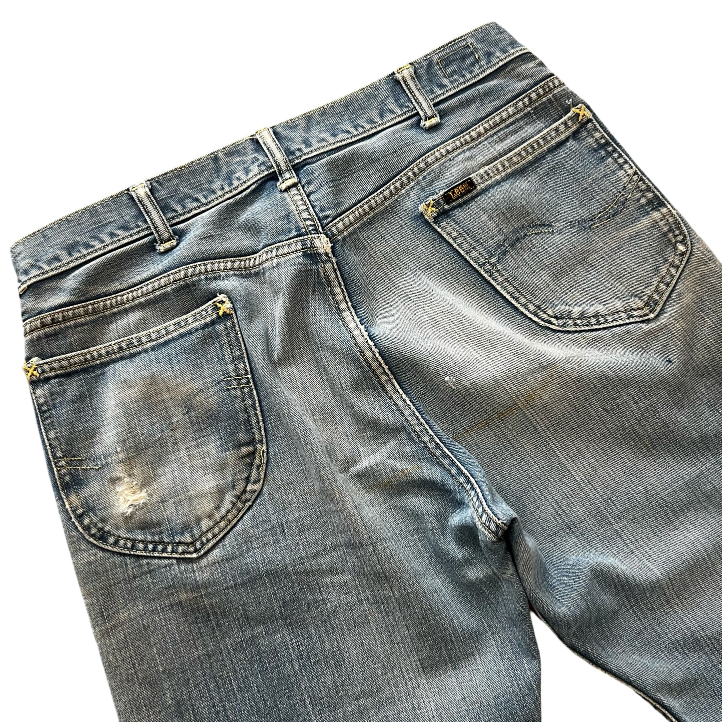 Vintage 1960s Lee Riders Sanforized Selvedge Mud Wash Repaired Denim SZ 33