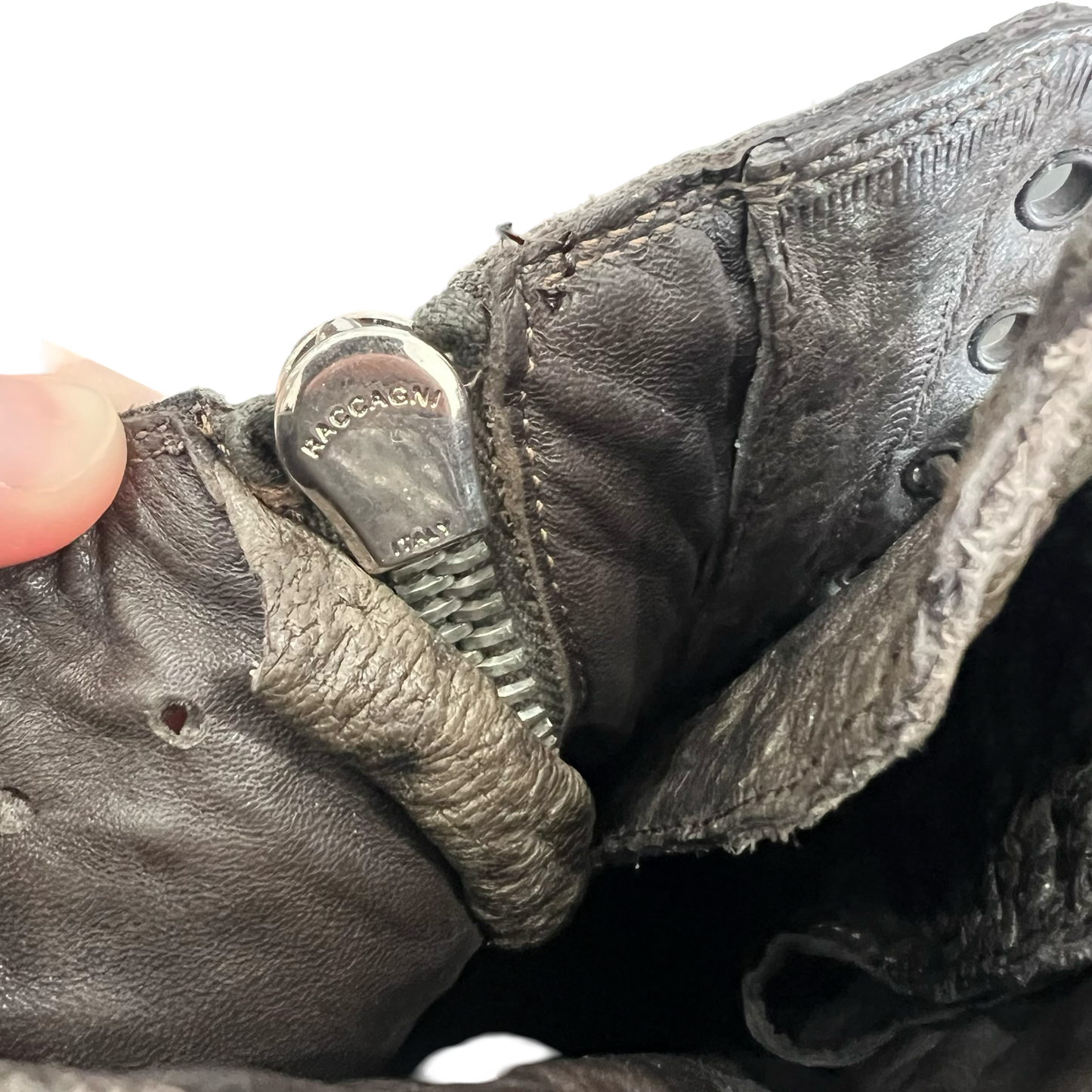 Rick Owens Shark Leather Combat Boots Sz 44