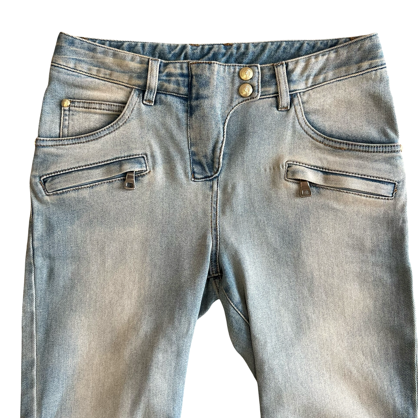 Balmain Light Wash Biker Denim SZ 28
