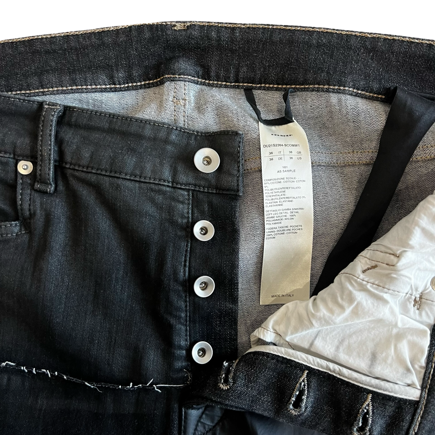 Rick Owens Tyrone Cut Paneled Denim SZ 36