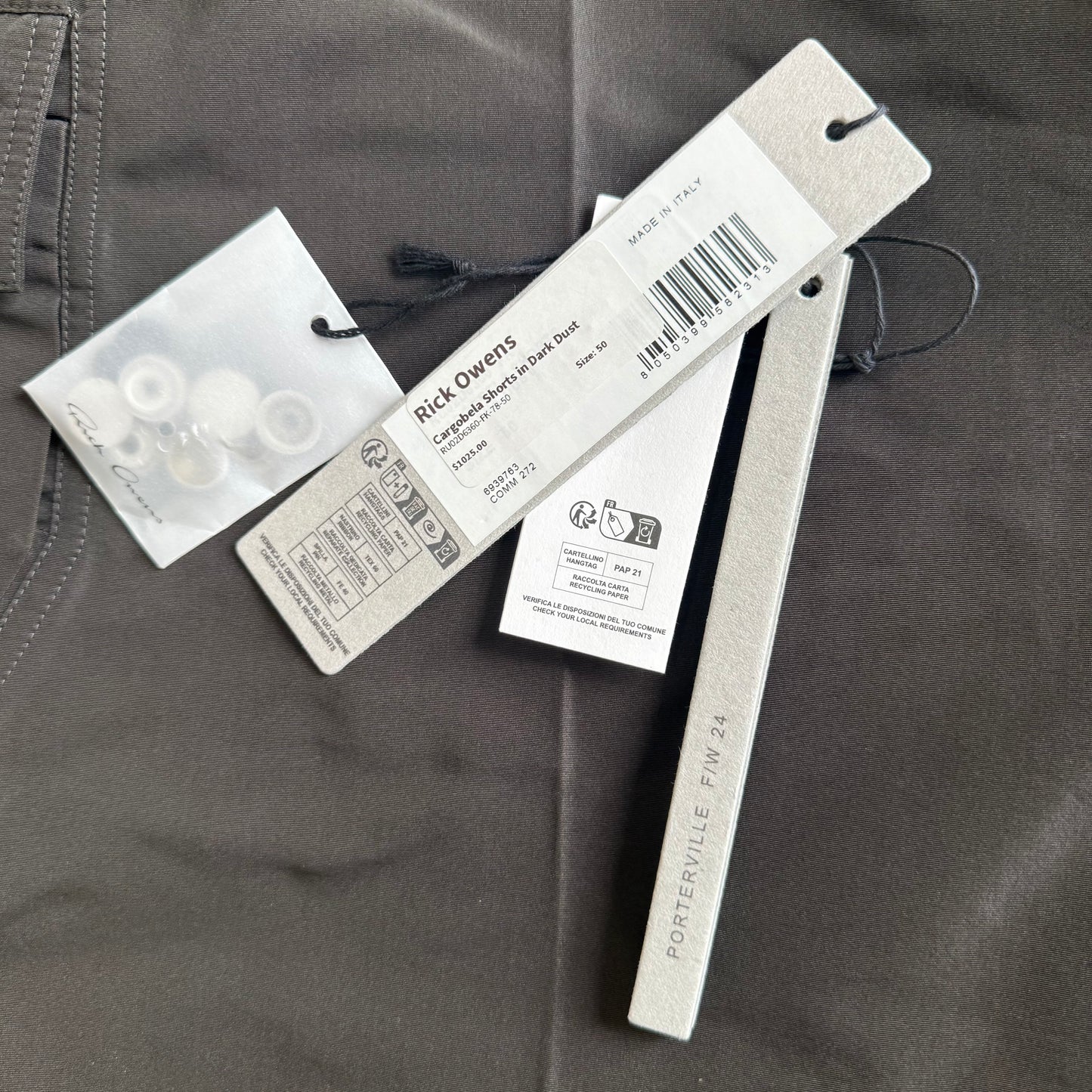 Rick Owens Cargobela Shorts Dark Dust AW24 SZ 50