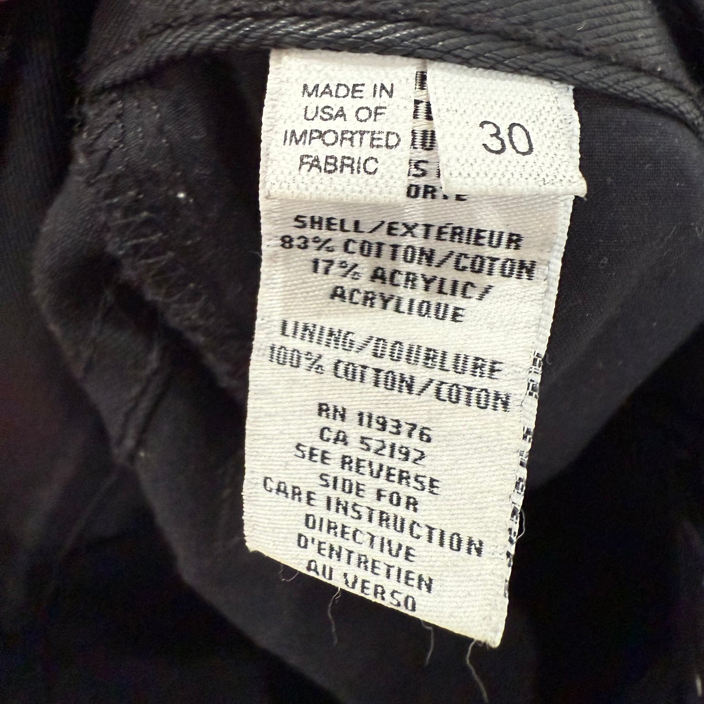 Helmut Lang Black Waxed Denim SZ 30
