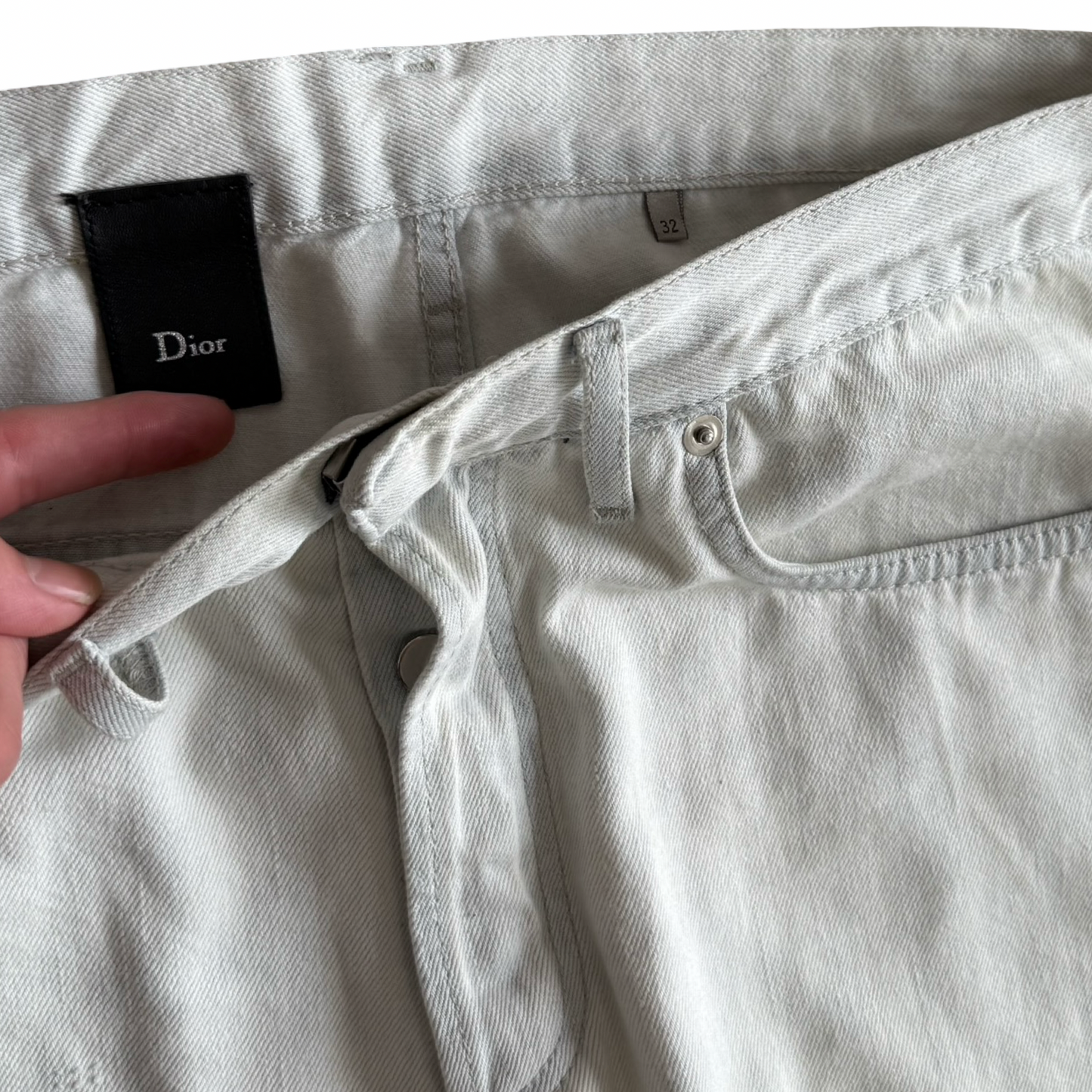Dior Homme Light Grey Distressed Denim Sz 32