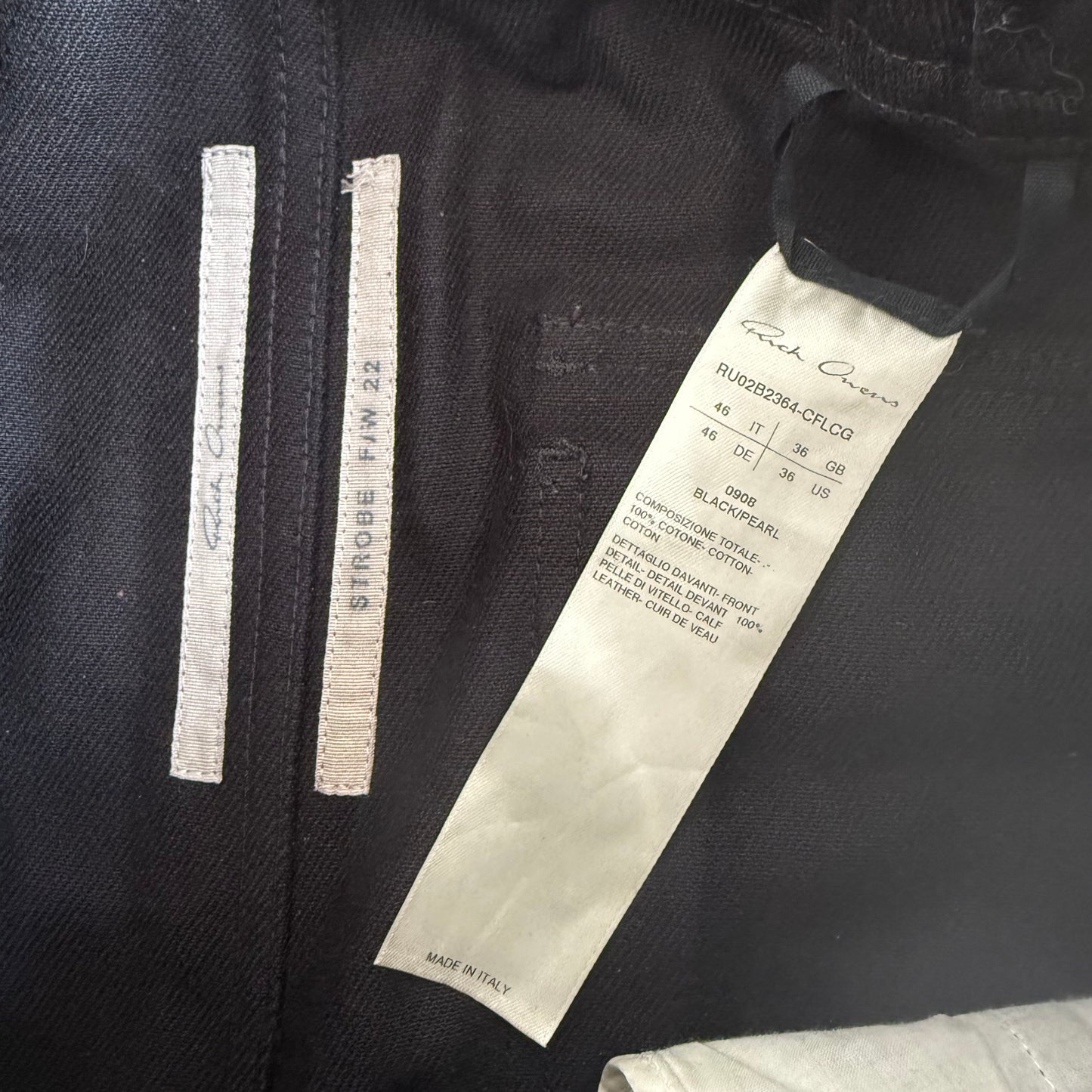 Rick Owens Larry Cargo Jogger Black/Pearl SZ 46 IT