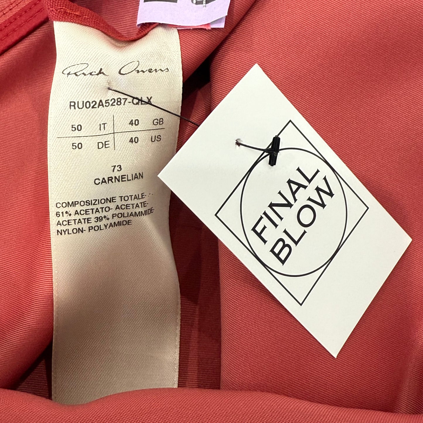 Rick Owens Larry Carnelian Silk Shirt AW21 SZ 50