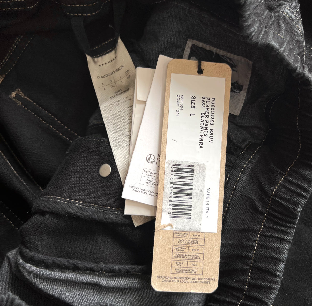 Rick Owens Black Terra Pusher Pants SZ L