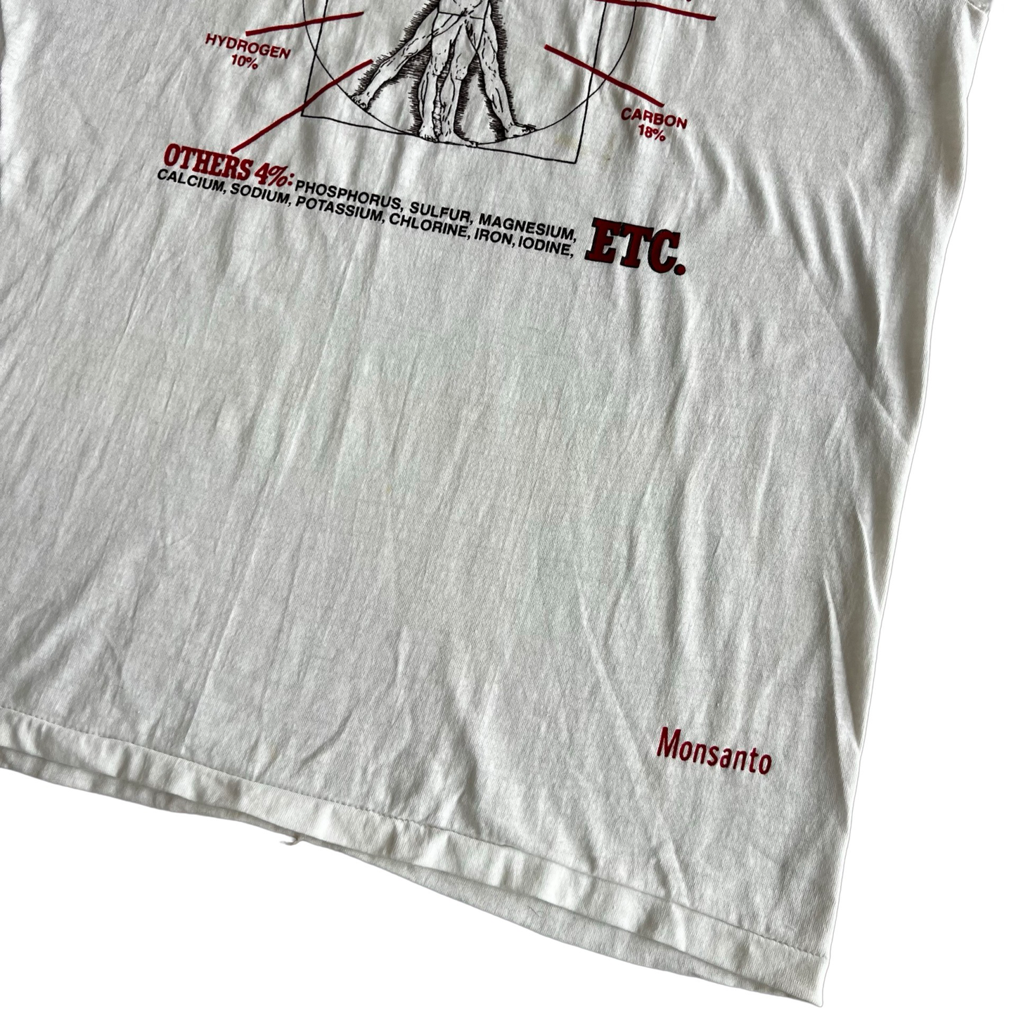 Vintage 80s I Am Chemical Vitruvian Man Monsanto Ringer T-Shirt SZ XL