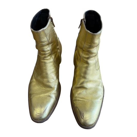 Saint Laurent Metallic Gold Boots SZ 40.5