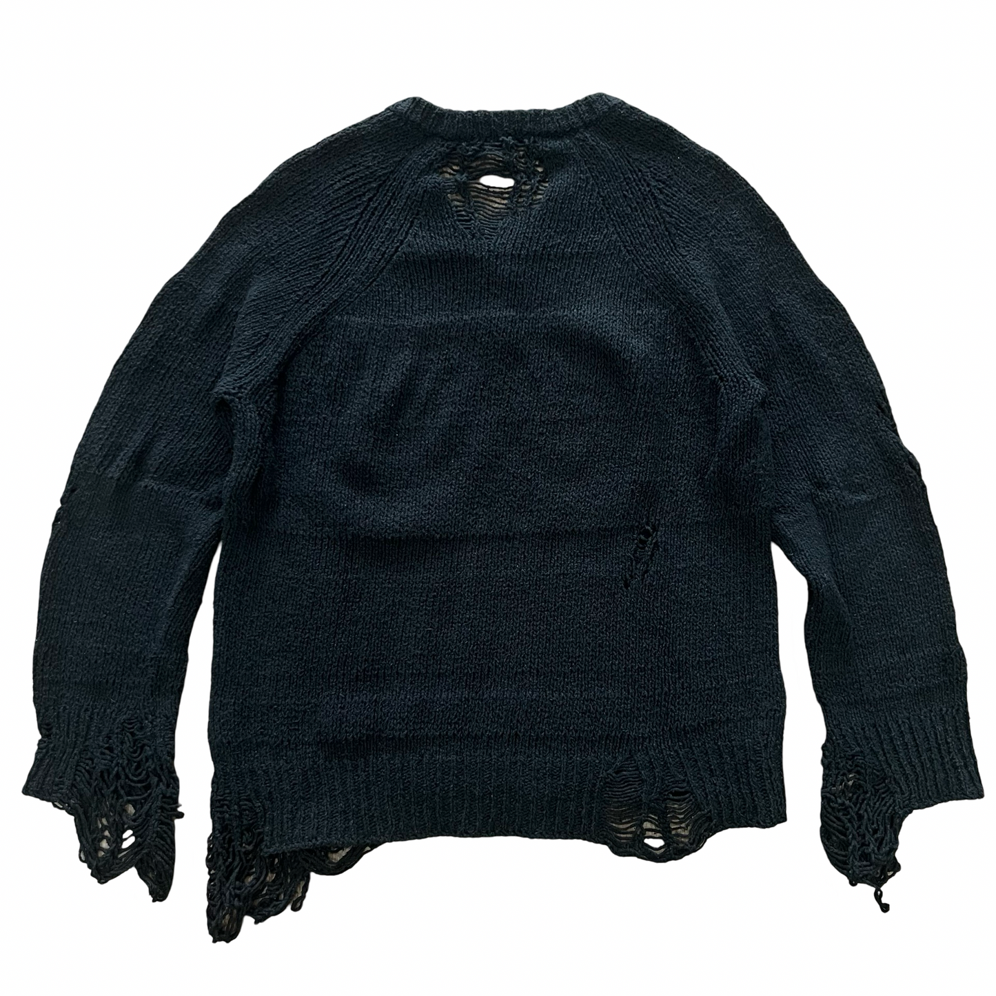 Number (N)ine "Touch Me I'm Sick" Black Distressed Knit Sweater AW03 SZ 3