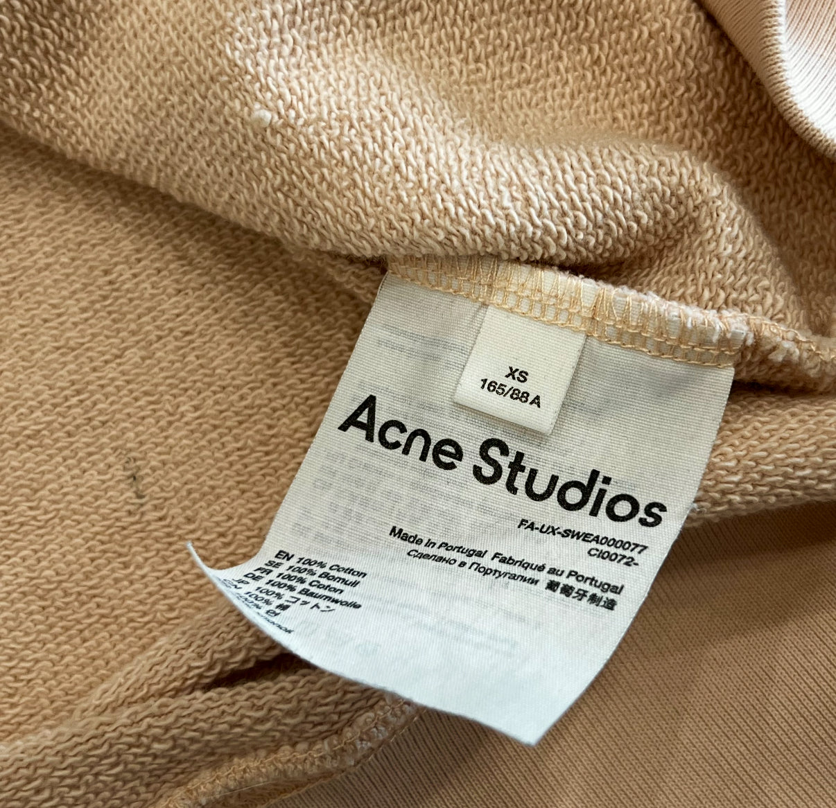 Acne Pink Logo Crewneck Sweater SZ XS