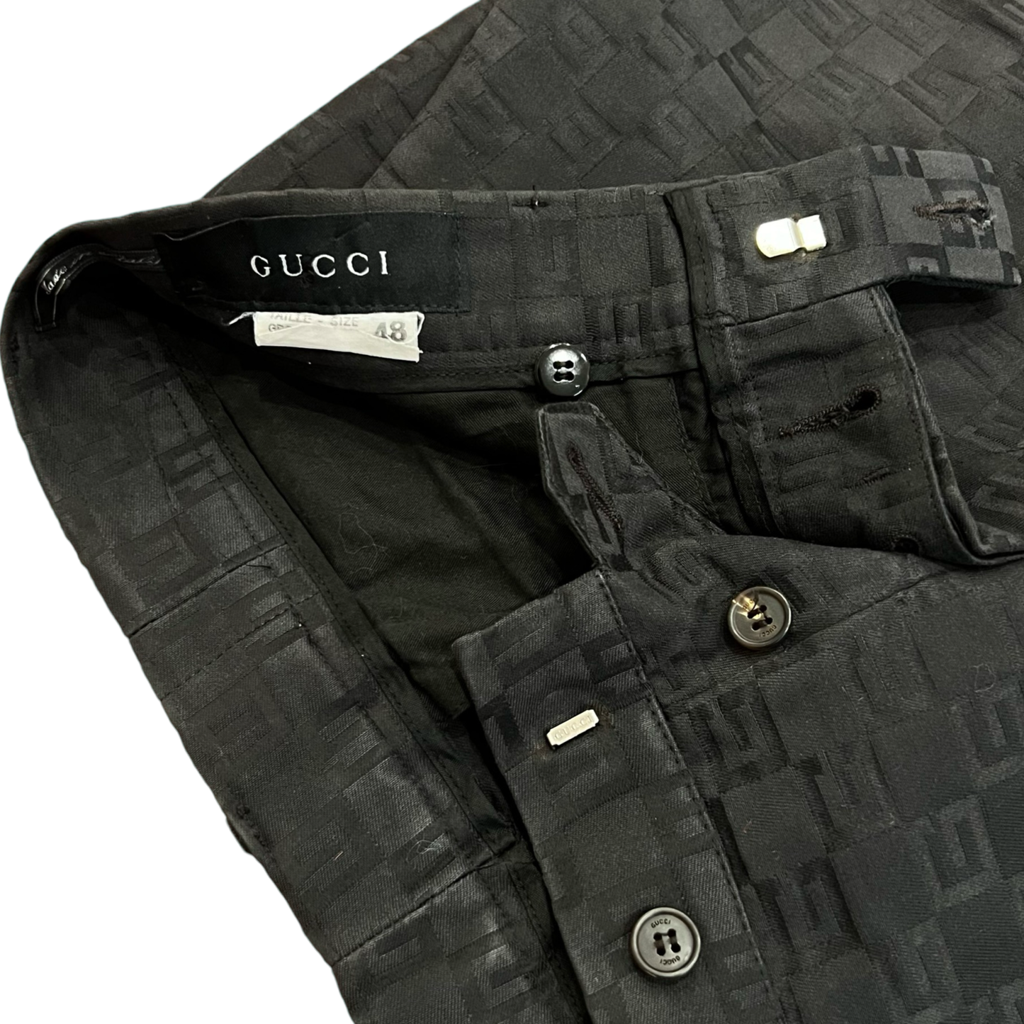 Gucci by Tom Ford Black Monogram Pants SZ 48