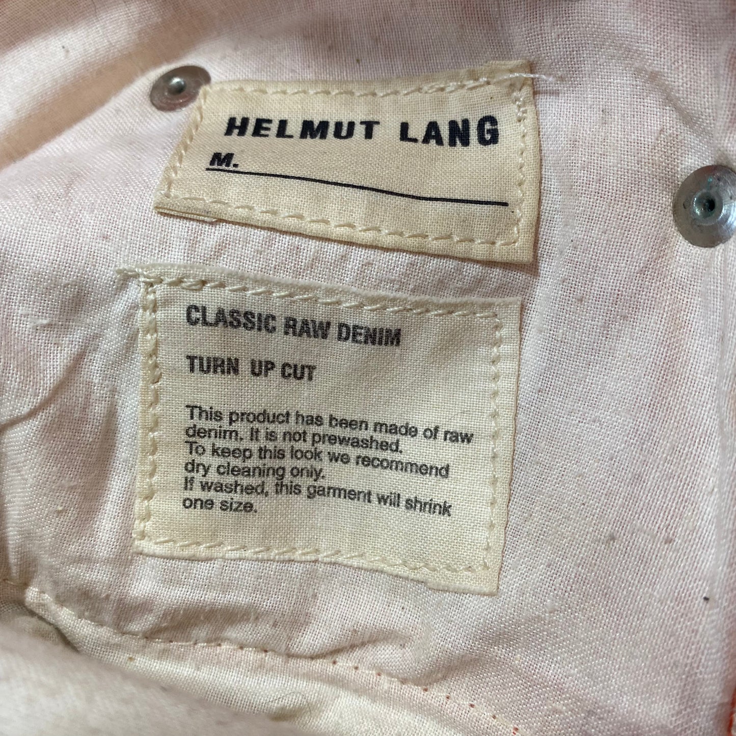 Helmut Lang Orange Raw Denim SS00 Sz 29