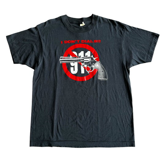 Vintage 80s I Don’t Dial 911 Revolver JRS T-Shirt SZ XL