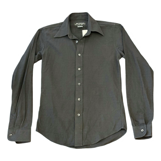 Raf Simons Black Linen Button-up AW98 Sz 46