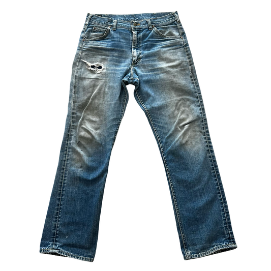 Vintage 1960s Lee Riders Sanforized Selvedge Mud Wash Repaired Denim SZ 33