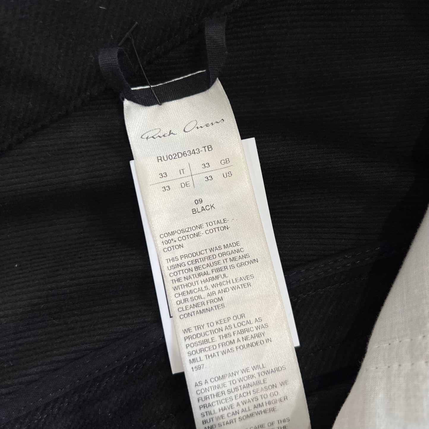 Rick Owens Banana Bolan Triple Black Denim SZ 33