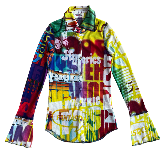 Hysteric Psychedelic Mesh Button-Up SZ S