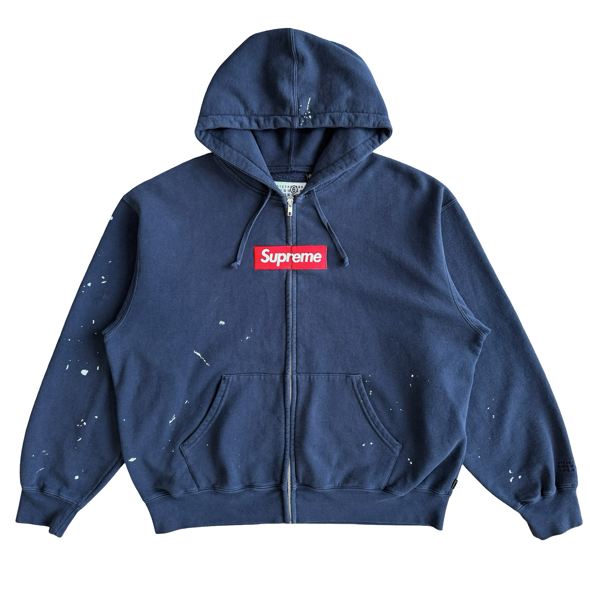 Supreme x MM6 Navy Box Logo Hoodie SZ L – Final Blow
