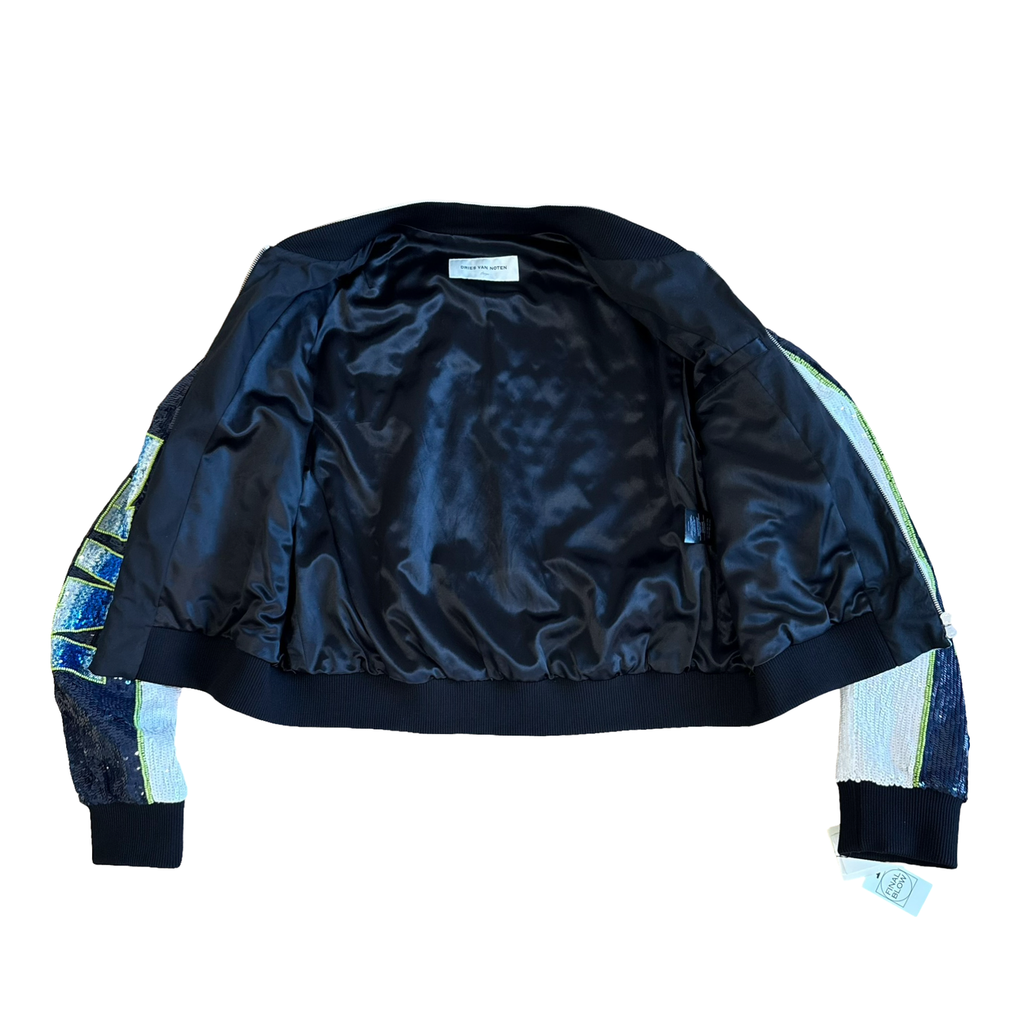 Dries Van Noten Vamps Sequin Racer Print Bomber Jacket SZ L