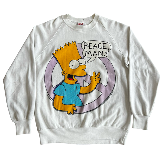 Vintage 1990 Bart Simpson “Peace Man” Crewneck Sweatshirt SZ L