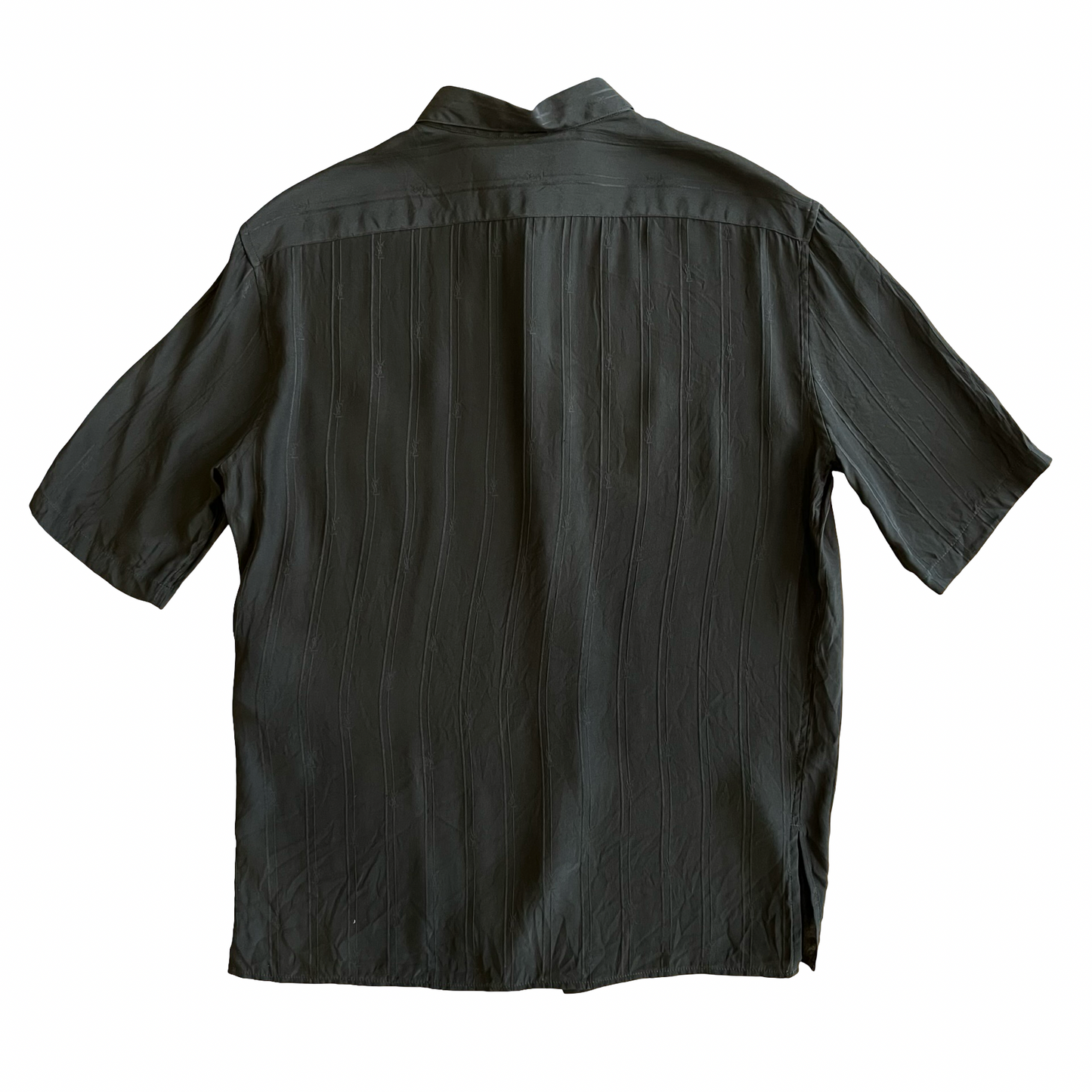 Saint Laurent Black Silk Phantom Logo Collared Shirt SZ 38