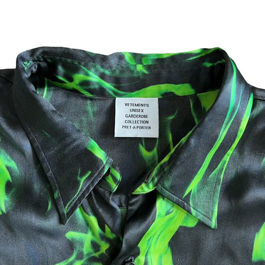 Vetements Green Flame Button-up SZ L