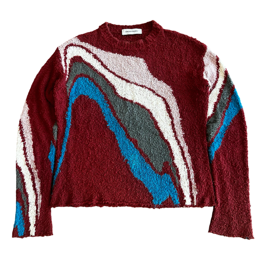 Kiko Kostadinov Red Intarsia Sweater Size Medium