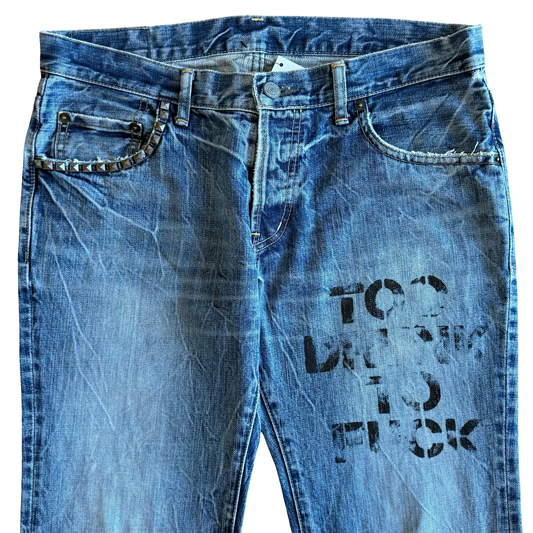 Hysteric Glamour "Too Drunk" Washed Denim SZ 32
