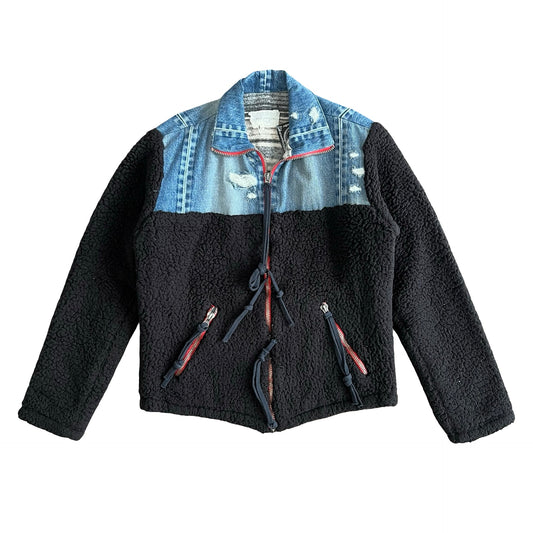 Greg Lauren Hybrid Fleece & Denim Jacket SZ 2