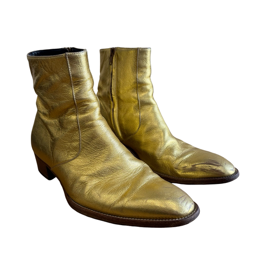 Saint Laurent Metallic Gold Boots SZ 40.5