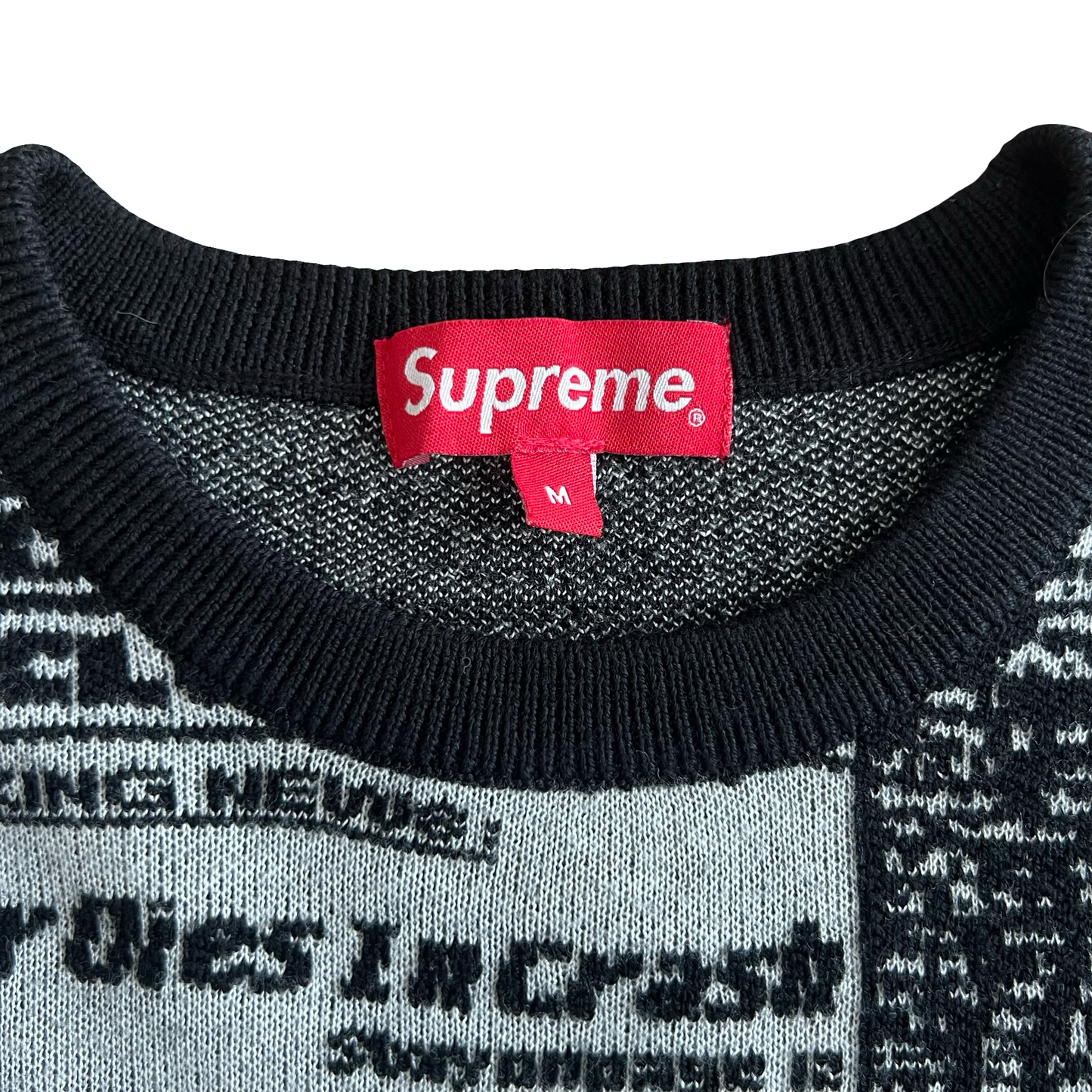 Supreme Newsprint Knit Sweater AW18 SZ M
