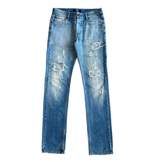 Raf By Raf Simons Light Wash Distressed Denim SZ 32