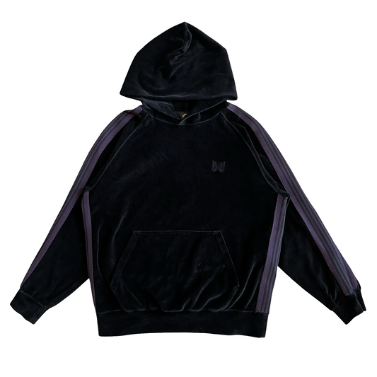 Needles Black/Purple Velour Hoodie SZ M
