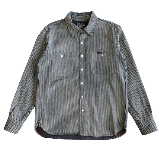 Iron Heart Hickory Stripe Work Shirt SZ Large