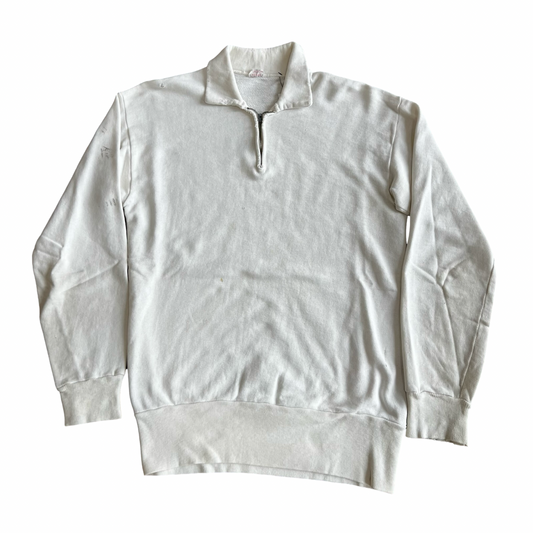 Vintage 1950s Brent Quarter Zip Collared Sweater SZ M