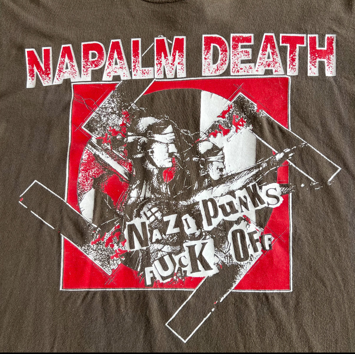 Vintage 90s Napalm Death"Nazi Punks Fuck Off" T-Shirt SZ XL