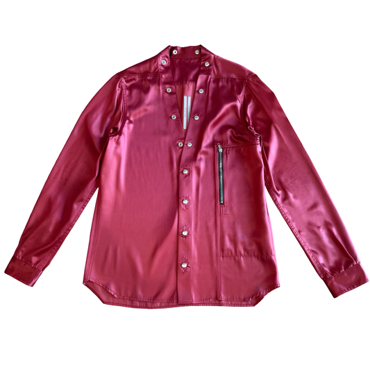 Rick Owens Larry Carnelian Silk Shirt AW21 SZ 50