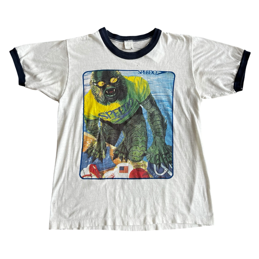 Vintage 70s Speedo Swamp Monster Ringer T-Shirt SZ M