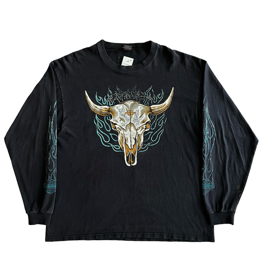 Vintage 90s Harley Davidson Flames Long Sleeve T-Shirt SZ XL