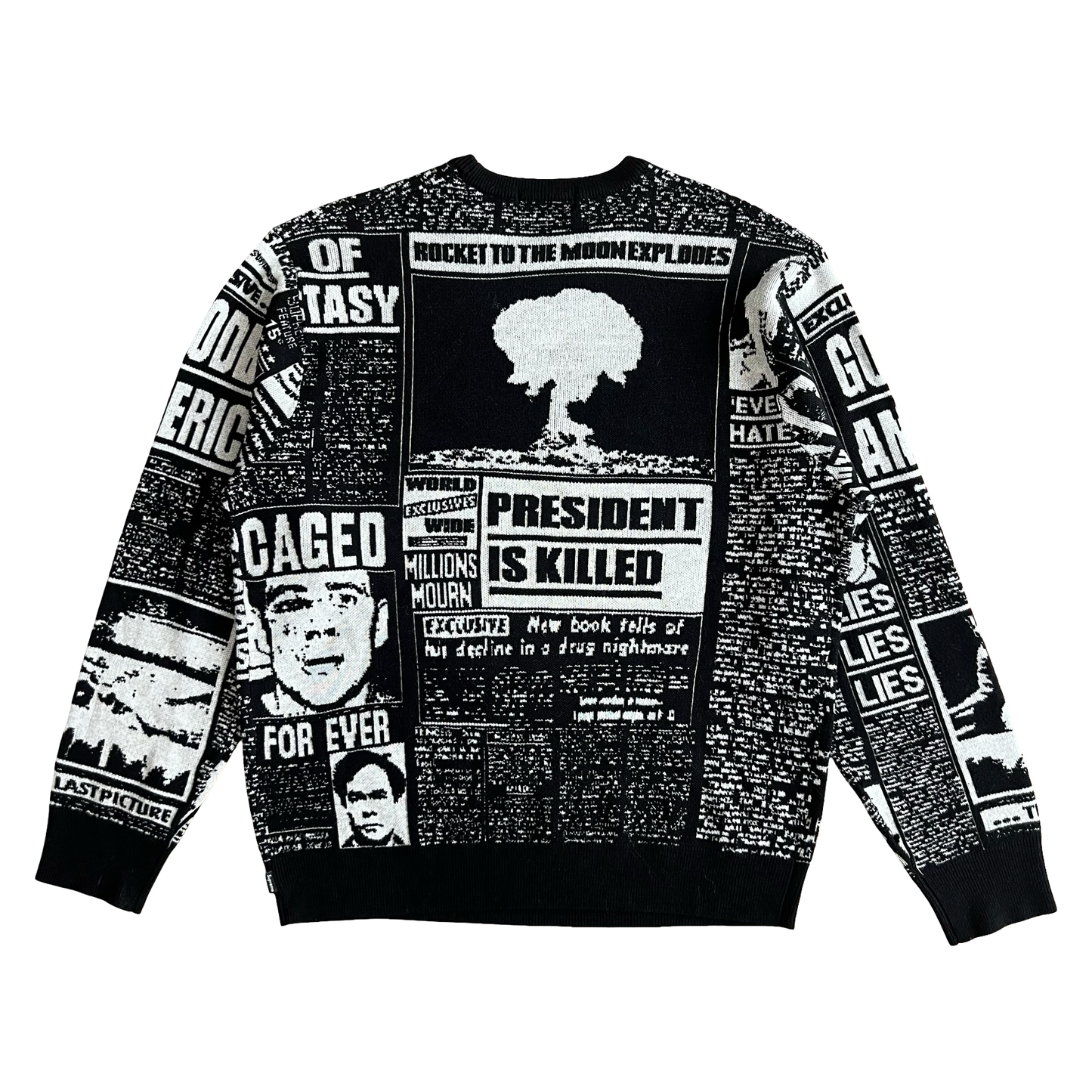 Supreme Newsprint Knit Sweater AW18 SZ M