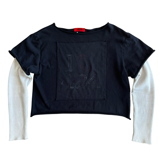 424 'I love 424' Cropped Double Layered Thermal Shirt SZ S